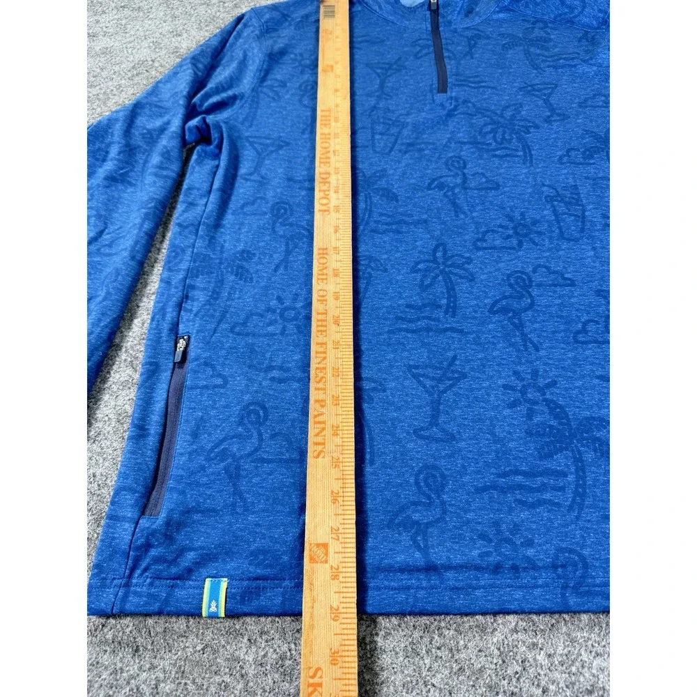 Chubbies Men's Large Blue Tropical Print 1/4 Zip Pullover Performance Golf